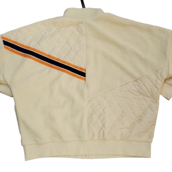 Nike sports cream sherpa full zip quilted oversized patchwork jacket Size M - Picture 4 of 13